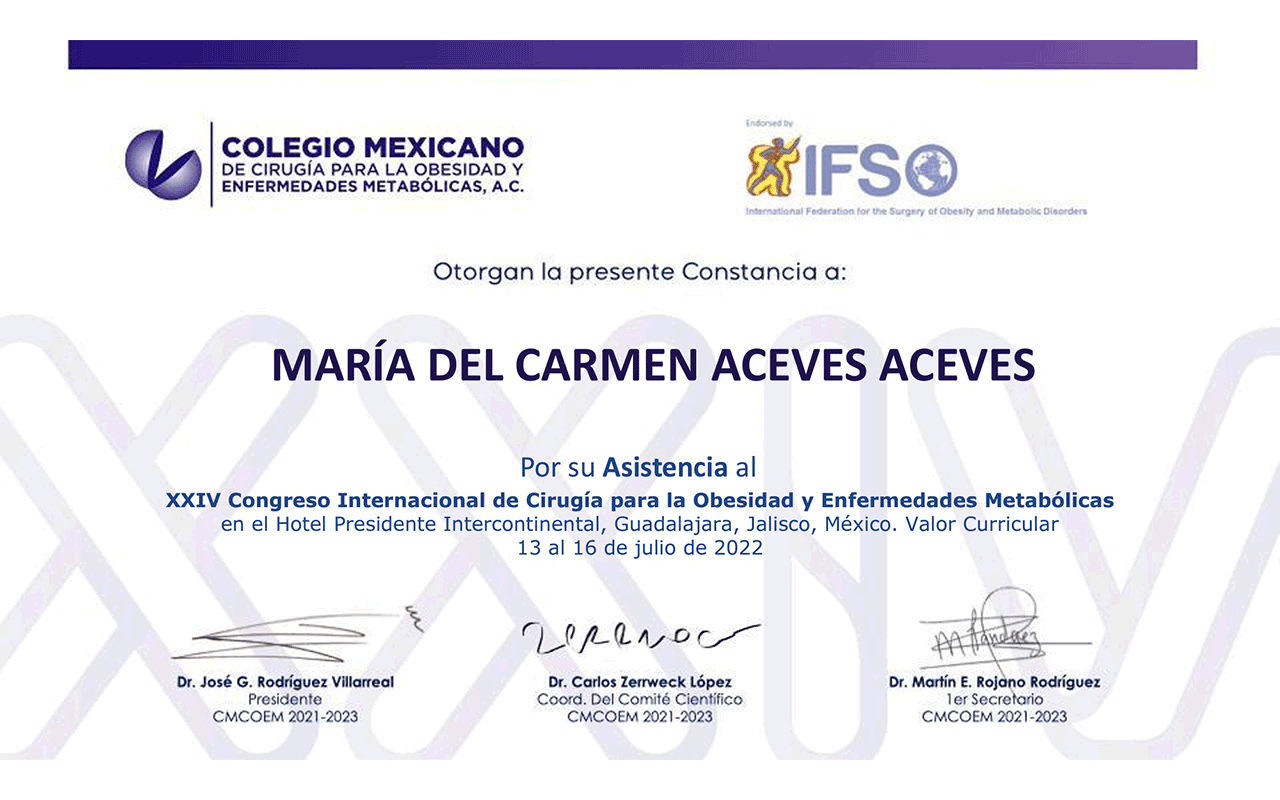 COLEGIO MEXICANO DE CIRUGÍA PARA LA OBESIDAD Y ENFERMEDADES METABÓLICAS, A.C.